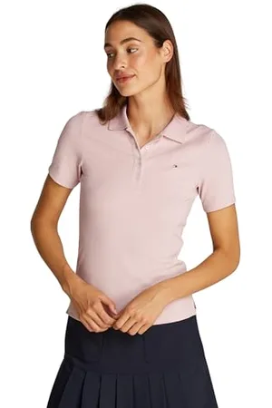 Tommy Hilfiger Maglietta Polo Maniche Corte Donna Slim Fit, (Foggy Pink), S