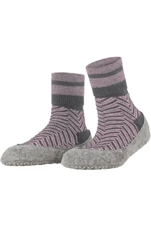 Falke Cosyshoe Herringbone W HP lana con suola in gomma 1 paio, Calze da casa Donna, Grigio (Grey Melange 3270), 37-38