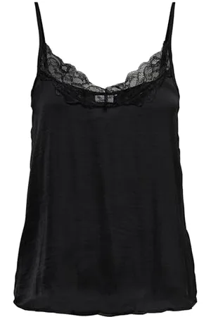 JDY Appa New Lace Singlet Wvn Noos, Top Donna, (Black/Detail:dtm Lace), 42