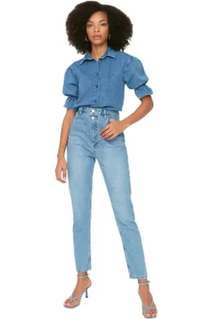 Trendyol Donna Vita Normale Mamma Jeans, , 32W