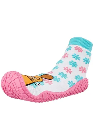 Playshoes Calzini da Mare con Protezione U Die Maus Floreale, Scarpe da Acqua Unisex - Bambini e ragazzi, Multicolore (White/Pink 586), 18/19 EU