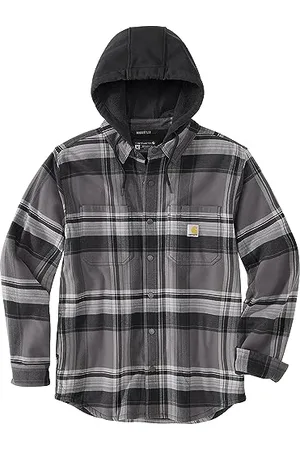 Carhartt Herren Übergangsjacke Flannel Sherpa-Lined Hooded, Farbe:Black, Größe:l T-Shirt, , L Uomo
