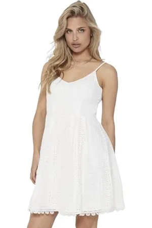 ONLY Abito da Donna Scollo a V con Pizzo Spalline Regolabili Vestito Estivo Corto., Colore: , Taglia:38