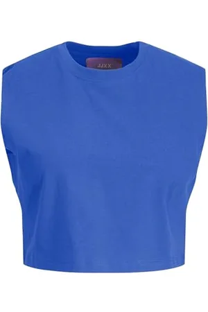 JJXX Jxalvira Slim SL Crop Every Tee Jrs SN Canotta, Blue Iolite, M Donna