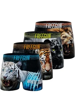 Freegun Boxer Bambino Savage Animals, Slip Ragazzo Traspirante, Elastico e Morbido (Set di 3) 8 anni/10 Anni