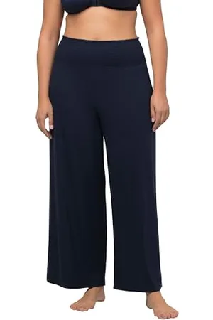 Ulla Popken Marlenehose, Gamba Larga, Ampia Fascia Elastica Pantaloni con Lacci, , 36W / 32L Donna