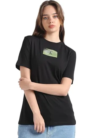 Calvin Klein Jeans Illuminated Box Logo Slim Tee J20J222898 Magliette a Maniche Corte, (CK Black), XS Donna