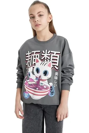DeFacto Felpa per ragazze - Comodi pullover e maglioni in pile per bambini - Pullover e felpe per ragazze