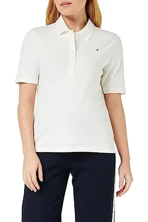 Tommy Hilfiger Maglietta Polo Maniche Corte Donna 1985 Pique Polo Regular Fit, (Ecru), XXS