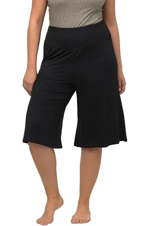 Ulla Popken Weites, Gerades Bein, Elastikbund Bermuda, Gamba Larga, Dritta, Elastico in Vita, , 58/60 IT Donna