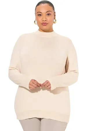 Ulla Popken Pullover, Stehkragen, Langarm, Rippbündchen, , 60/62 Donna