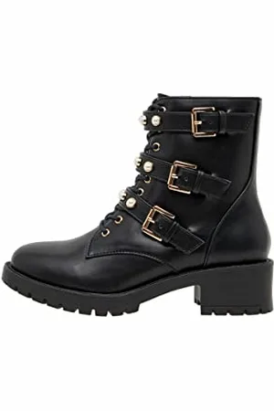 Bianco Pearl Biker Boot, Stivali da Motociclista Donna, Nero, 36 EU