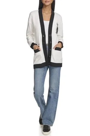 Karl Lagerfeld Varsity Logo Cardigan with Patches Marled, , S Donna