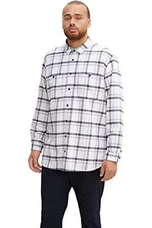 TOM TAILOR Plusize - Camicia a Quadri, Uomo, (Off White Colorful Check 30740), 3XL Taglia Grande