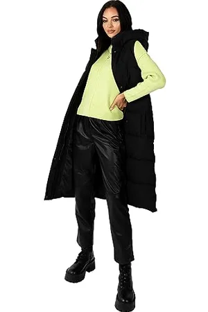 Lovedrobe Ladies Womens Hooded Gilet Sleeveless Quilted Winter Jacket Coat Body Warmer Plus Size with Side Pockets, Black, 14 Donna