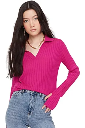 Trendyol Maglione Normale con Collo a Polo Maglia di Tuta, , L Donna
