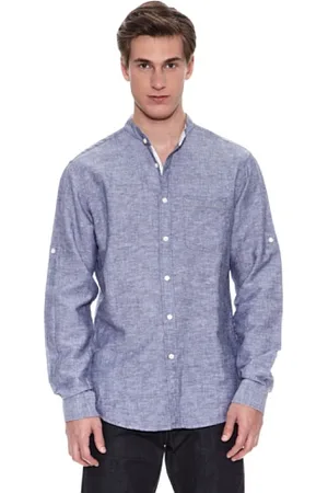 Springfield Camicia Sport B Lino Mao Blu S