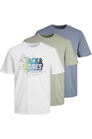 JACK&JONES JUNIOR Jcomap Summer Logo Teess Crew 3pk MP Jnr T-Shirt, , 128 cm Bambini e Ragazzi