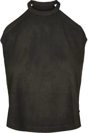 Urban classics Ladies Peached Rib Neckholder Tank Canottiera Sportiva, (Black 00007), M Donna