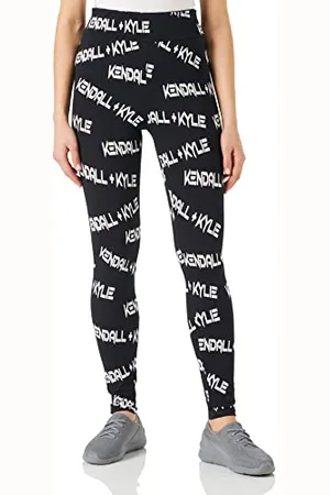 KENDALL + KYLIE KENDALL & KYLIE K&K W Goth Print High Rise Leggings KKW3711706, Black, M Women