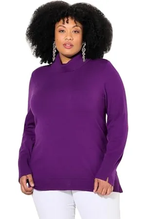 Ulla Popken Rollkragenpullover, Breite Rippbündchen, Langarm Pullover, , 52-54 Donna