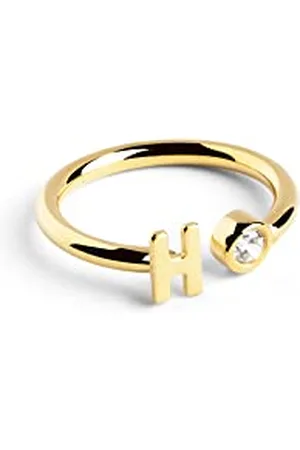 SINGULARU Anello Personalizzato Letter Spark. Regolabile. Argento Sterling 925 con Finitura Placcata 18Kt. Taglia Unica. Gioielli da Donna. Lettera H