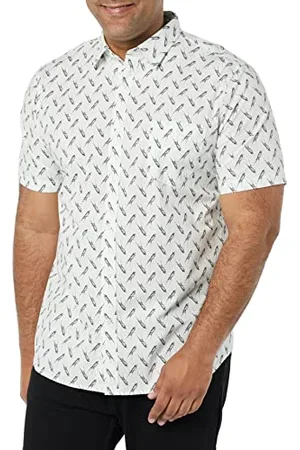 Amazon Camicia in Popeline a Maniche Corte Slim Uomo, , L