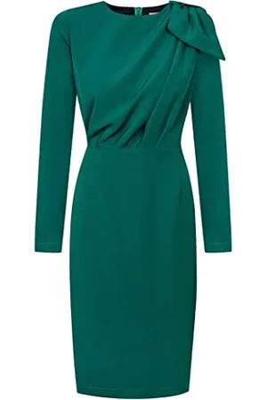 Swing Bridget | Altalena Moda Donna Elegante Matita Lavoro | tubini | Abito Festivo | Vestito da Festa Cocktail | Abiti Vintage | Lunghezza al Ginocchio | Manica Lunga | Verde | M (38), M