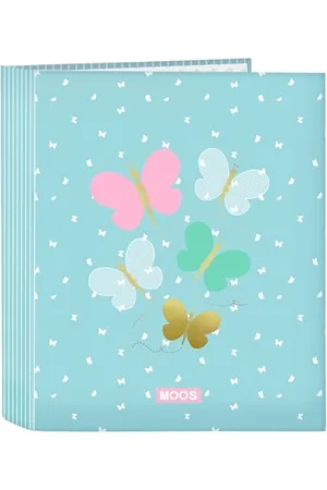 Safta Moos BuTTERFLIES - Cartellina a 4 anelli, ideale per bambini di diverse età, comoda e versatile, qualità e resistenza, 27 x 6 x 33 cm, colore , , Estándar, Casual