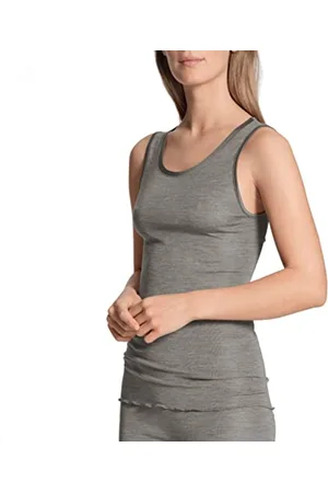 Calida True Confidence-Top Senza Maniche Biancheria Intima, Platino melé, 46-48 Donna
