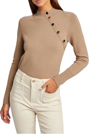 Morgan 232-MNOE Maglione a Maniche Lunghe da Donna, con Bottoni Decorativi, Taglia: L, , L Women