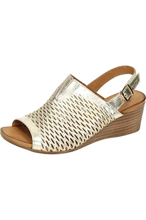 PIAZZA SEMPIONE 910134-82, Sandali con Zeppa Donna, Gold, 37 EU