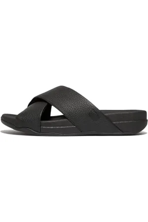 FitFlop Surfer Mens Tumbled-Leather Cross Slides, Sandali a Ciabatta Uomo, , 46.5 EU Larga