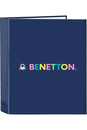 Safta BENETTON COOL – Cartellina a 4 anelli, ideale per bambini di diverse età, comoda e versatile, qualità e resistenza, 27 x 6 x 33 cm, colore blu marino
