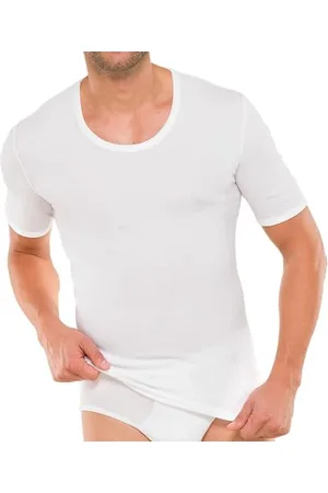 Schiesser Cotton Essentials Feinripp 205145-Camicia a 1/2 Braccia Canottiera, Opaco, (Weiss), XL (Pacco da 3) Uomo