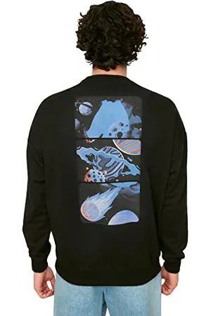 Trendyol Felpa Girocollo Basic Oversize Uomo Giovane Maglia di Tuta, , S