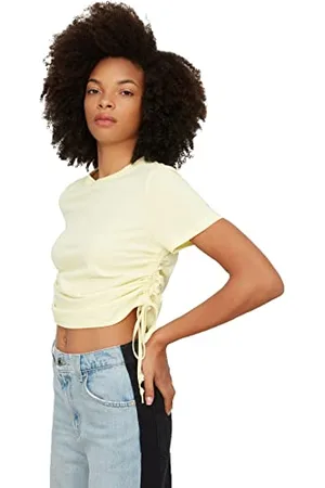 Trendyol Maglietta di Base Gialla distribuita T-Shirt, S Donna
