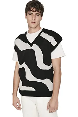 Trendyol Gilet con Scollo a V Colorblock Maglione, , XL Uomo