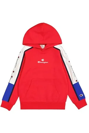 Champion Legacy Retro Sport B (306856) -Ultralight Soft Compact Fleece Taped Felpa con Cappuccio, (CRD/Wht/NNY), 9-10 Anni Bambino