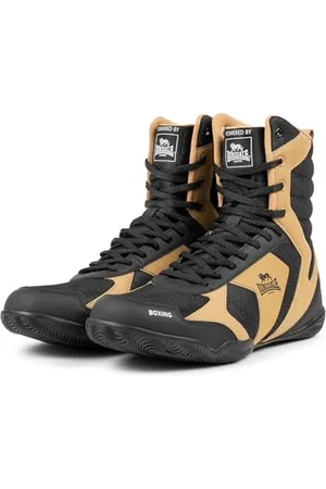 Lonsdale London Heskin, Scarpe da Boxe Unisex-Adulto, Nero, Oro, Bianco, 42 EU