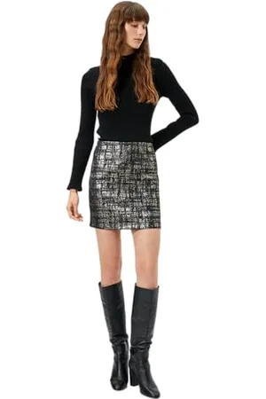 Koton High Rise Jacquard Mini Pencil Skirt Gonna, (01U), 44 da Donna