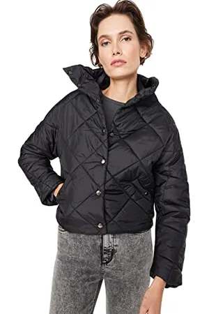 Trendyol Giacca Invernale Oversize Tinta Unita con Colletto in Piedi Cappotto, , S Donna