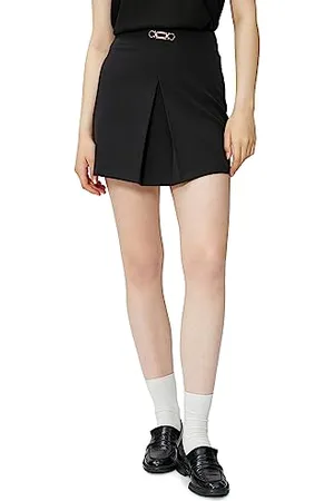Koton Metal Accesories Pleate Detail Mini Skirt Gonna, (Black), 44 da Donna
