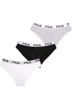 Fila Mutande Donna cotone, Intimo Donna, comoda e morbida, set di 3, Nero, Bianco, Grigio, Taglie S
