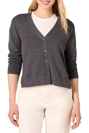 Amazon Maglione Cardigan Squadrato Corto Leggero con Scollo a V Donna, , XL