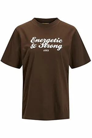 JJXX Jxbea SS Relaxed Vint Tee Noos T-Shirt, Demitasse/Dettaglio: Stampa Bianca Brillante Cali 9, S Donna