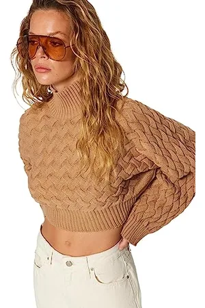 Trendyol Regular Fit Basic Standing Collar Knitwear Sweater Maglione, , M Donna