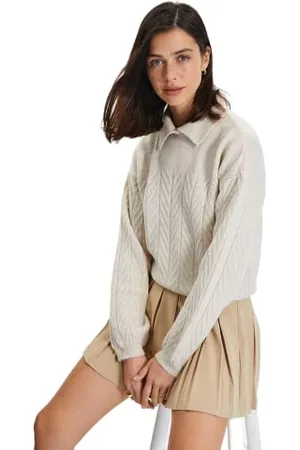 Trendyol Maglione Oversize con Collo a Polo Maglia di Tuta, , M Donna