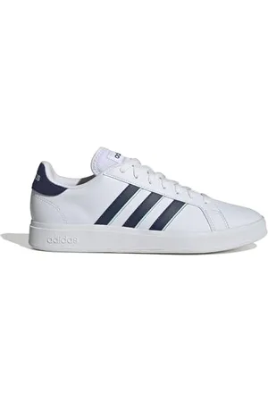 adidas Grand Court Base 2.0 Shoes, Scarpe Uomo, Cloud White/Dark Blue/Semi Flash Aqua, 36 EU