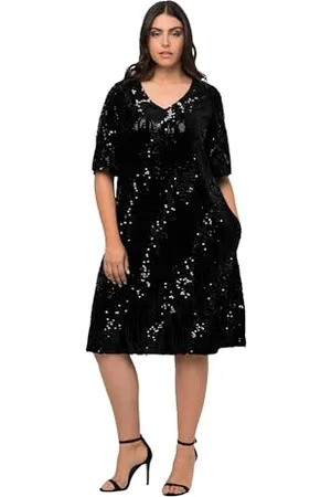 Ulla Popken Vestito in Velluto con Paillettes Abiti, , 52-54 Donna
